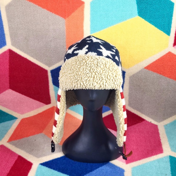 Dorfman Hat Co. Stars & Stripes Knit Trapper Hat American Flag - Picture 1 of 5